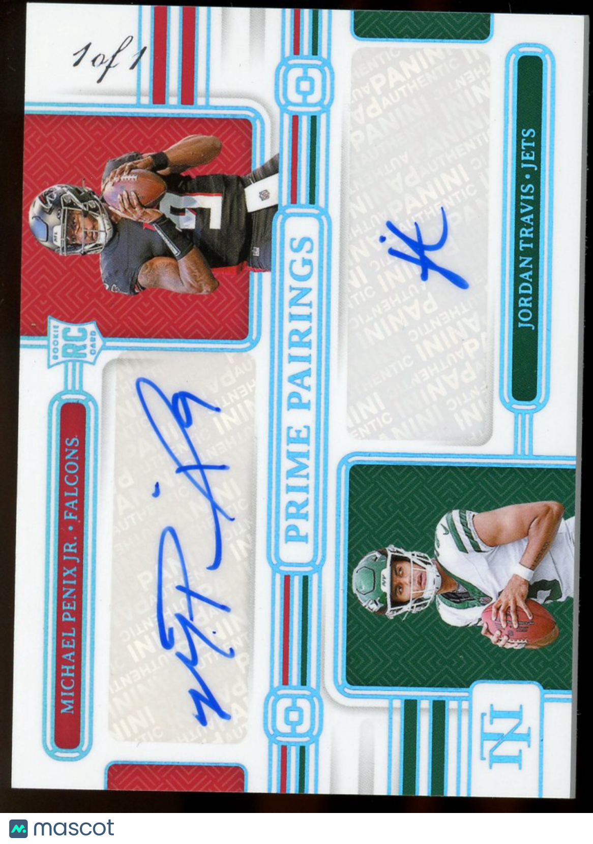 2024 National Treasures Prime Pairings Jordan Michael Penix Jr. 1/1 Dual auto