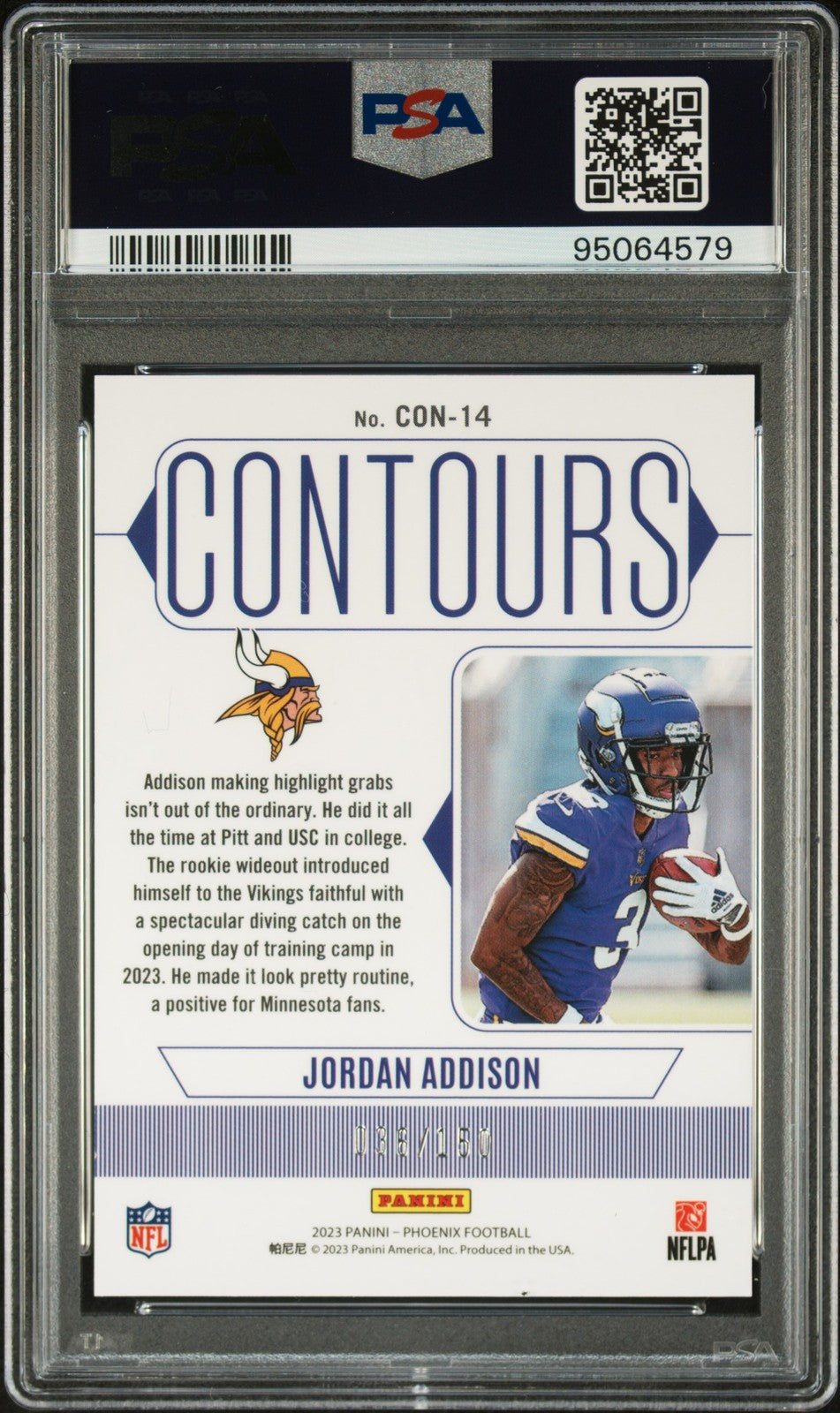 2023 Panini Phoenix Contours #CON14 Jordan Addison Contours-Teal PSA 9
