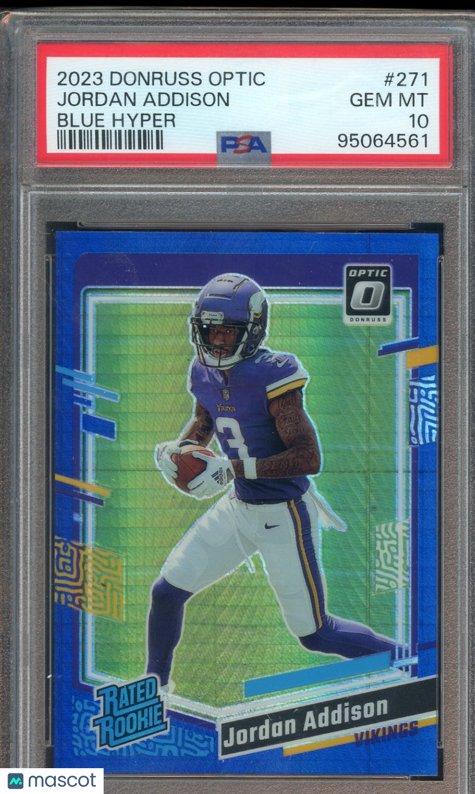 2023 Donruss Optic #271 Jordan Addison Blue Hyper PSA 10