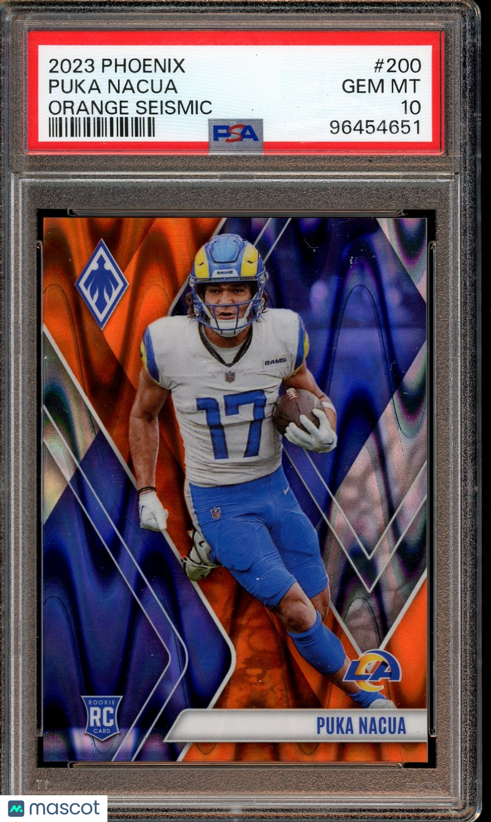 2023 Panini Phoenix #200 Puka Nacua Orange Seismic PSA 10 #/99