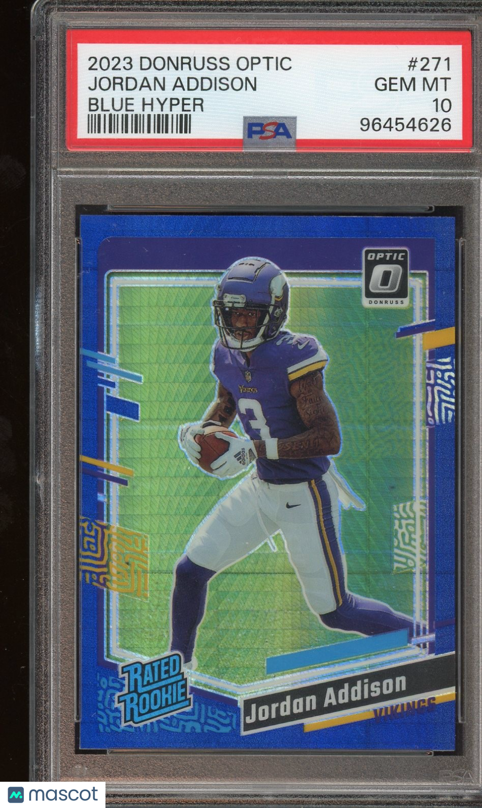 2023 Donruss Optic #271 Jordan Addison Blue Hyper PSA 10