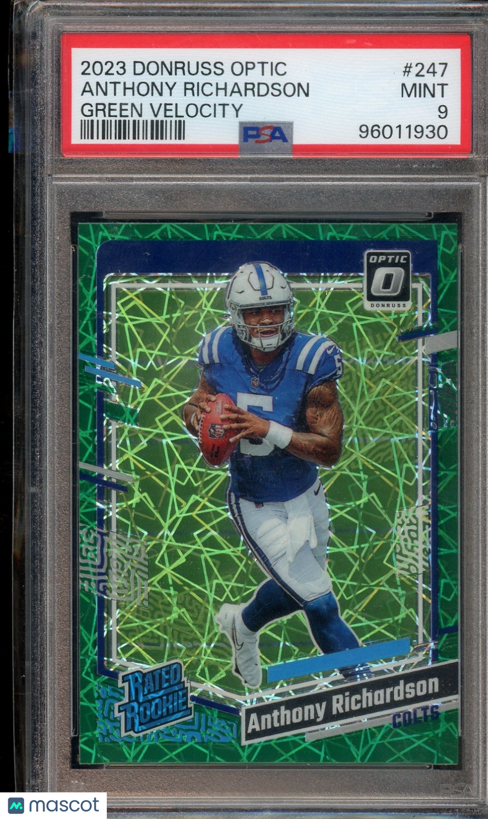 2023 Donruss Optic #247 Anthony Richardson Green Velocity PSA 9