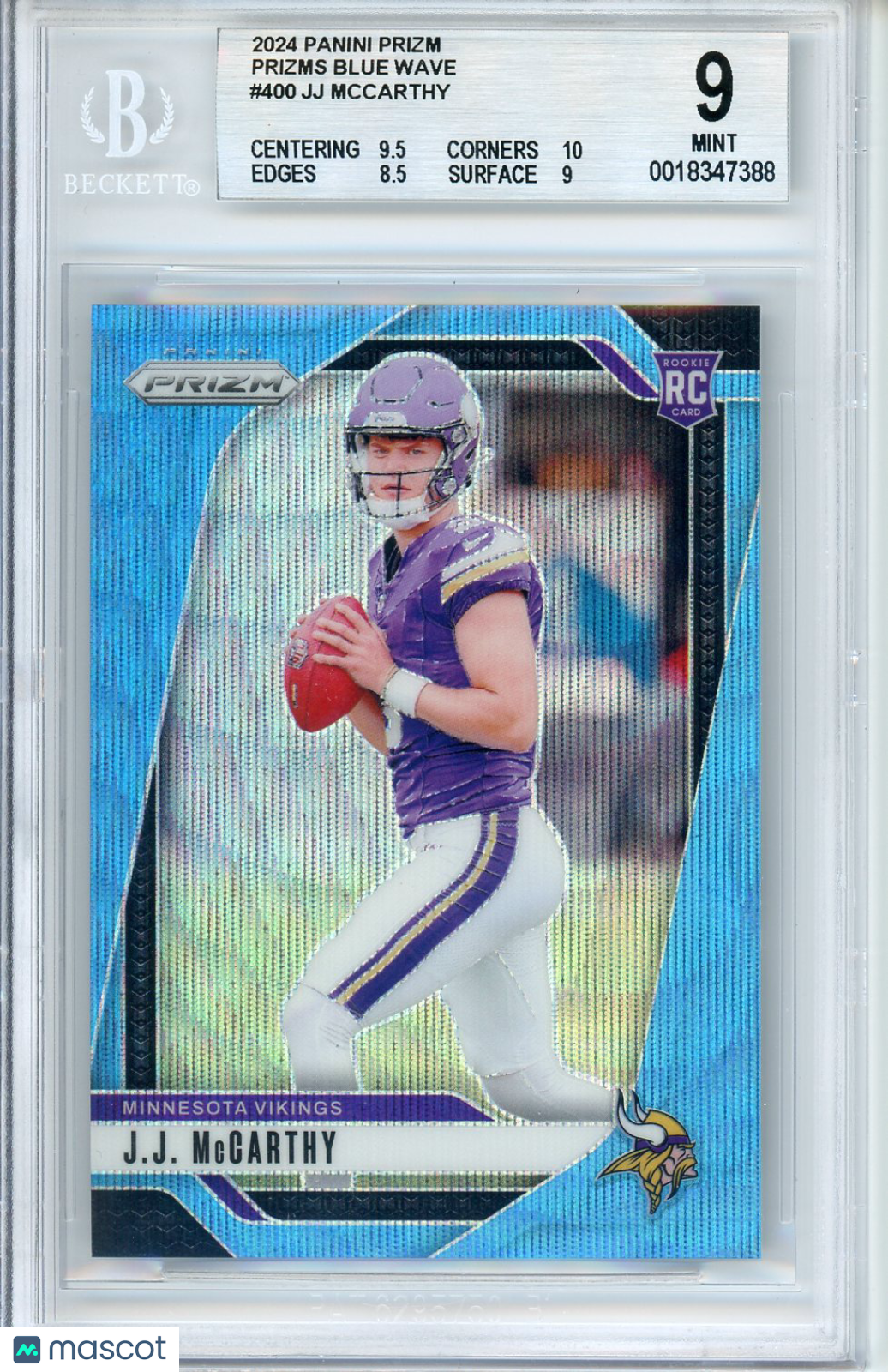 2024 Panini Prizm JJ McCarthy #400 Blue Wave 125/230 BGS 9