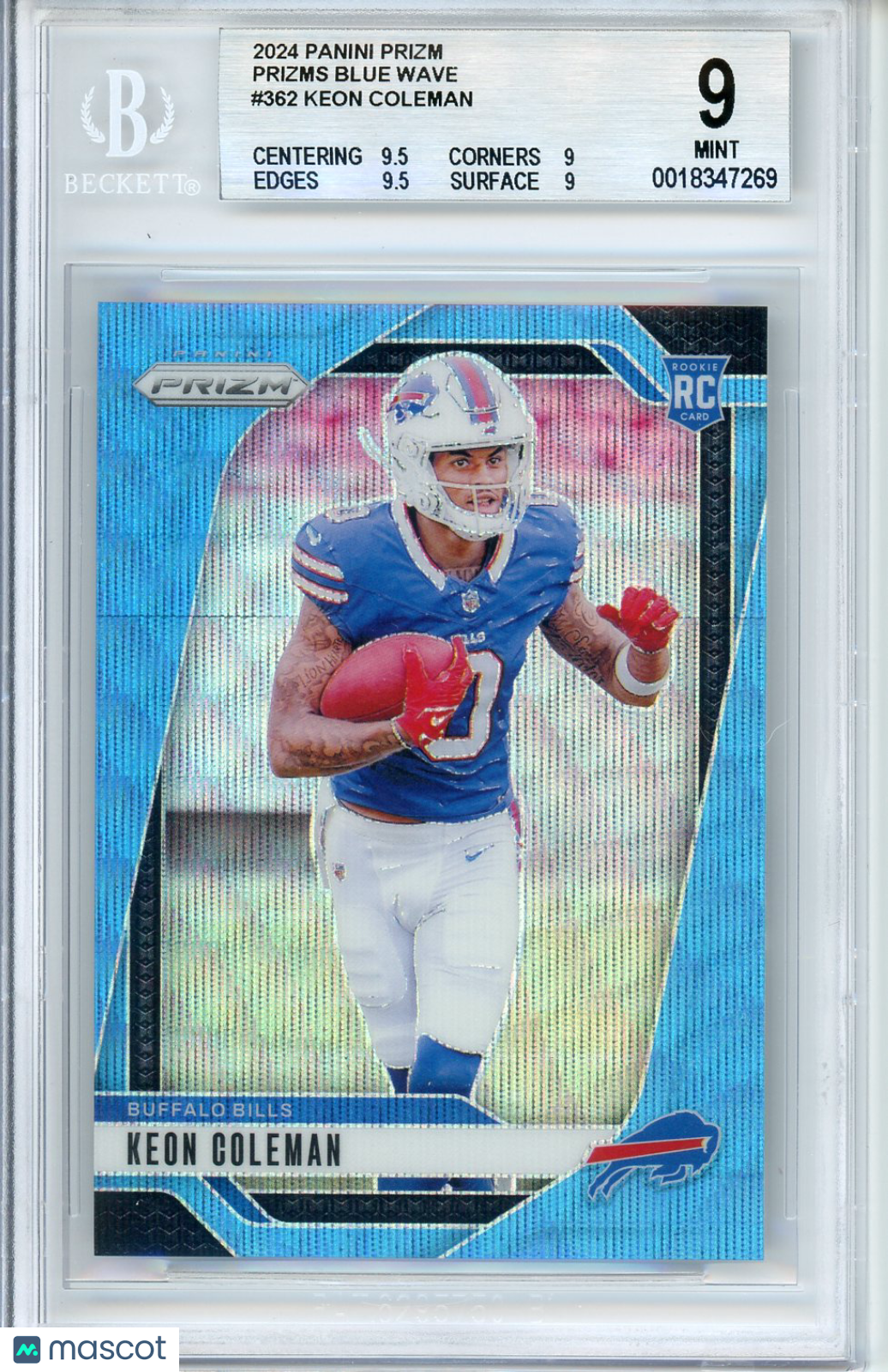 2024 Panini Prizm Keon Coleman #362 Blue Wave /230 BGS 9