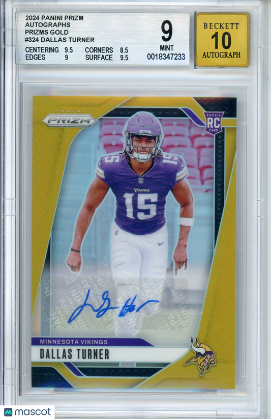 2024 Panini Prizm Dallas Turner #324 9/10 BGS 9 Auto 10