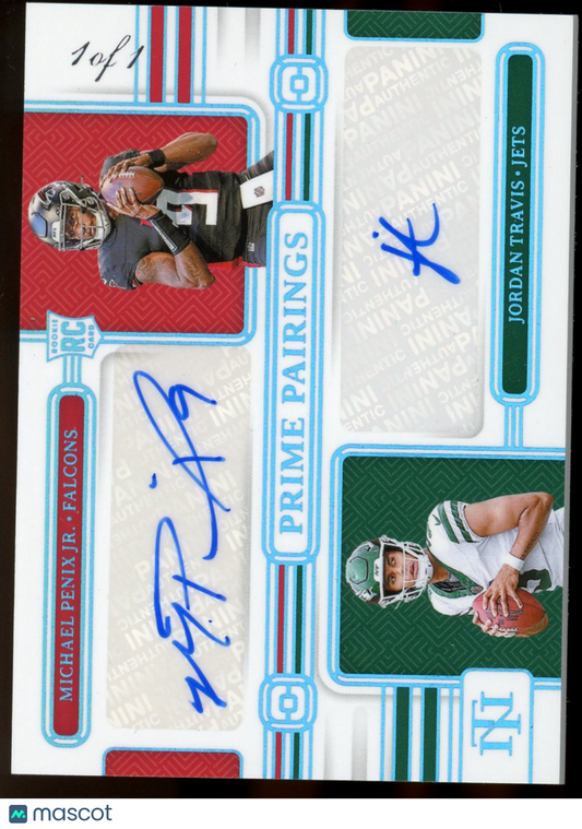 2024 National Treasures Prime Pairings Jordan Michael Penix Jr. 1/1 Dual auto