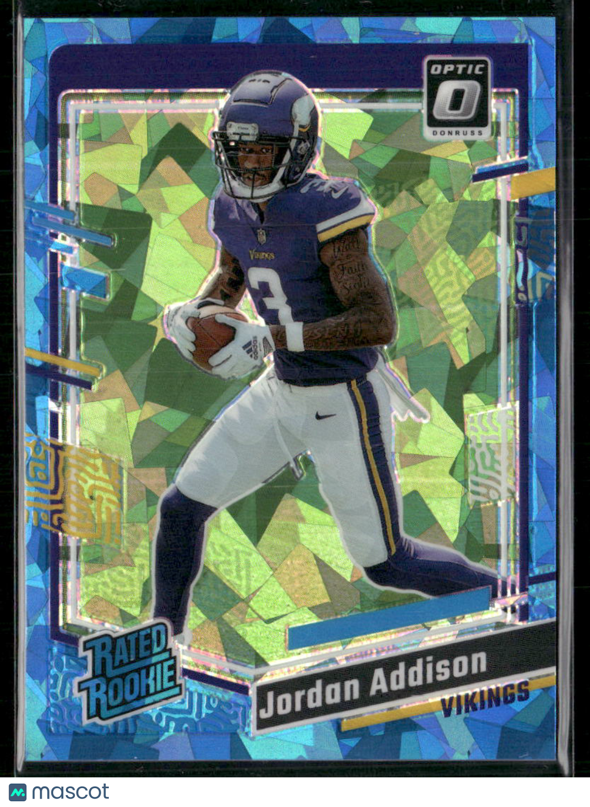 2023 Panini Donruss Optic Prizm Jordan Addison #271 Blue Ice 07/15