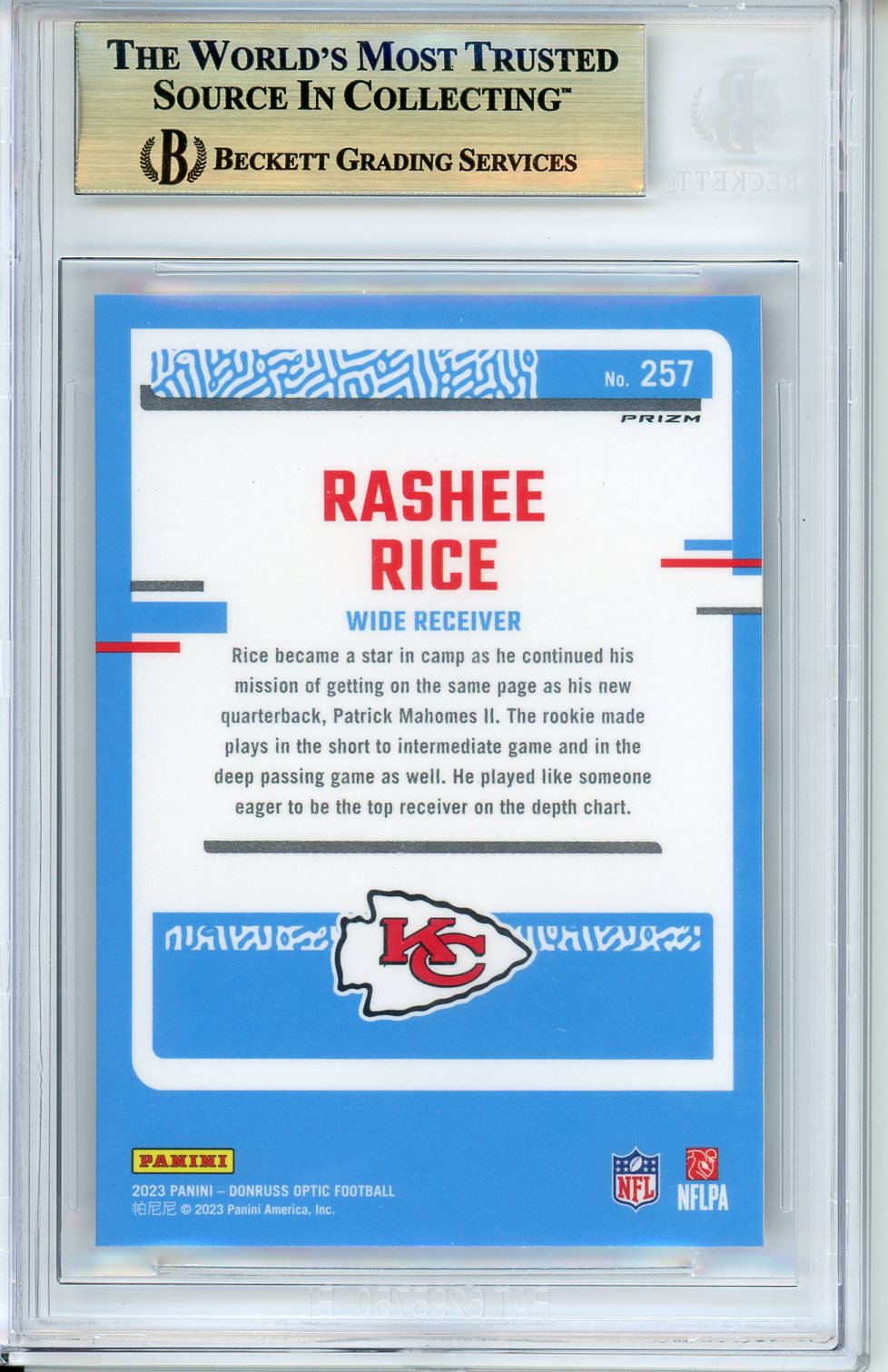 2023 Donruss Optic Jazz Rashee Rice RR #257 BGS 10