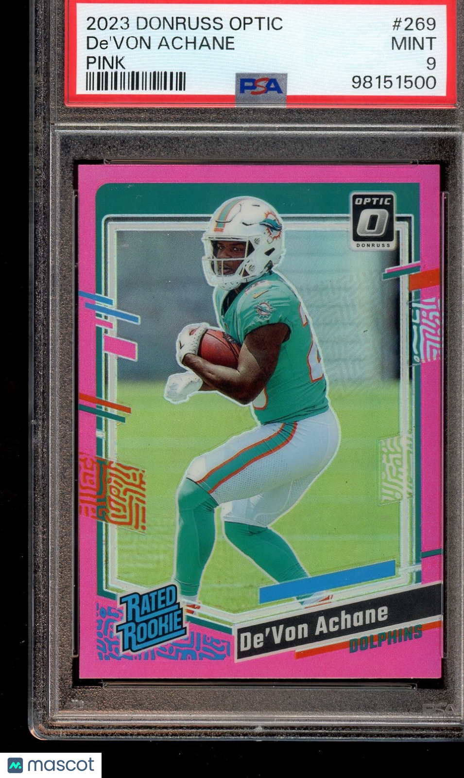 2023 Donruss Optic #269 De'Von Achane Pink PSA 9
