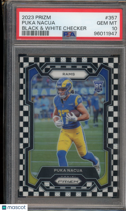 2023 Panini Prizm #357 Puka Nacua Black and White Checker PSA 10