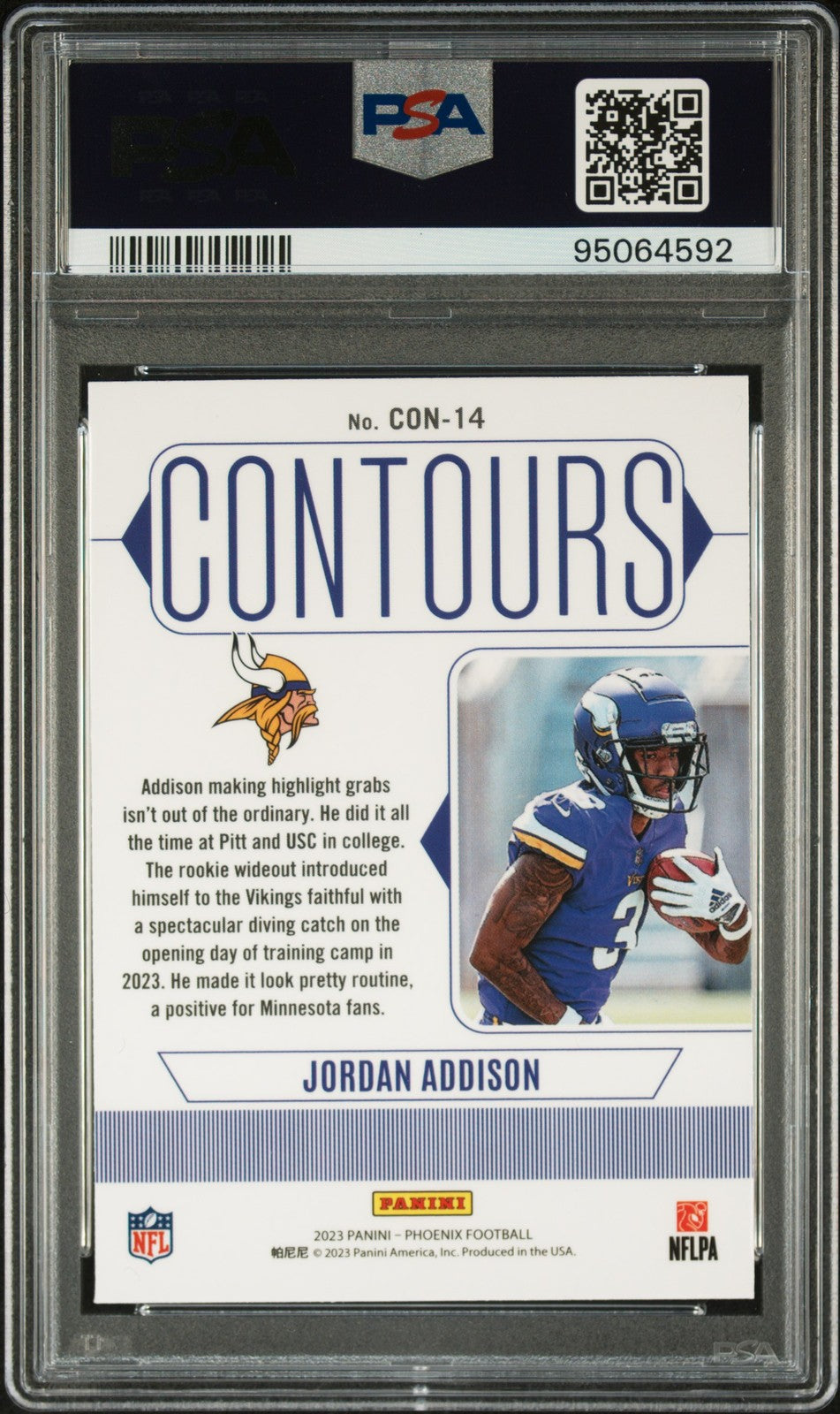 2023 Panini Phoenix Contours #CON14 Jordan Addison PSA 10