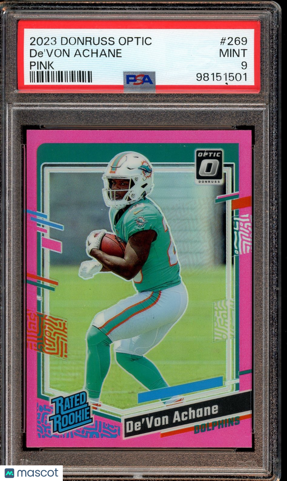 2023 Donruss Optic #269 De'Von Achane Pink PSA 9