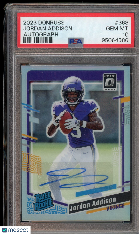 2023 Panini Prizm #368 Jordan Addison Autographs Prizm Silver PSA 10