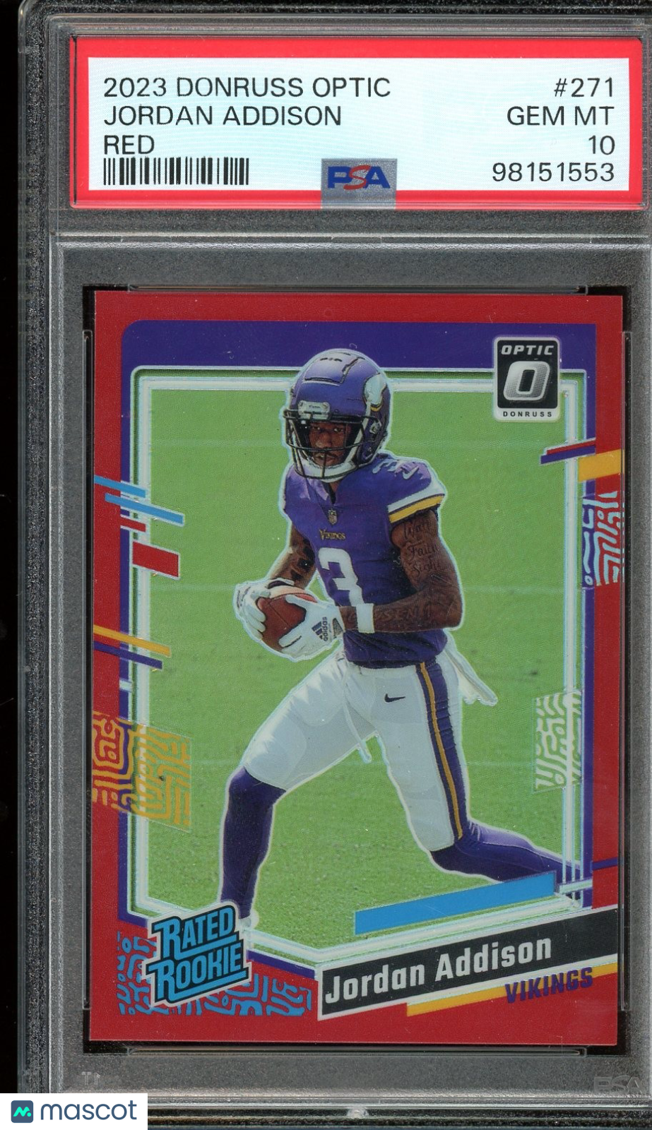2023 Donruss Optic #271 Jordan Addison Red PSA 10 #/99