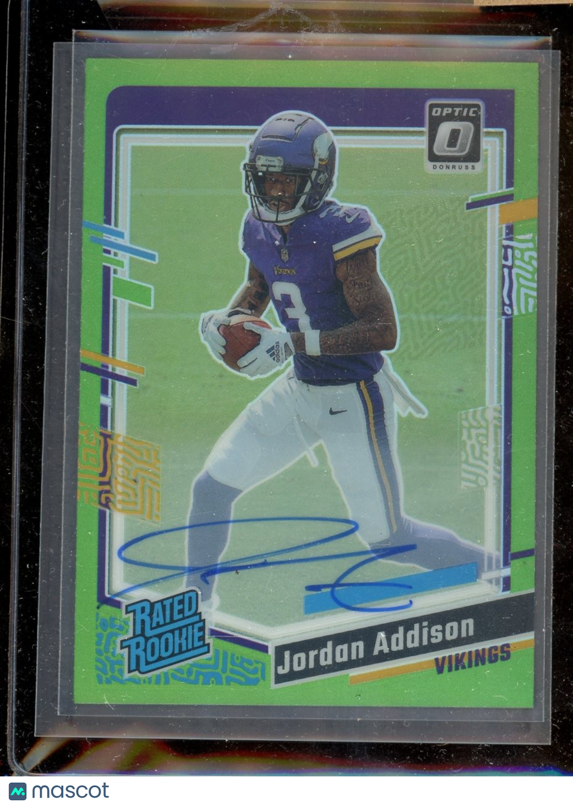 2023 Donruss Optic #271 Jordan Addison Rated Rookies RPS Autographs Green #/5
