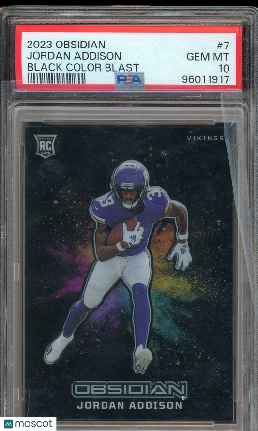 2023 Panini Obsidian #7 Jordan Addison Black Color Blast PSA 10