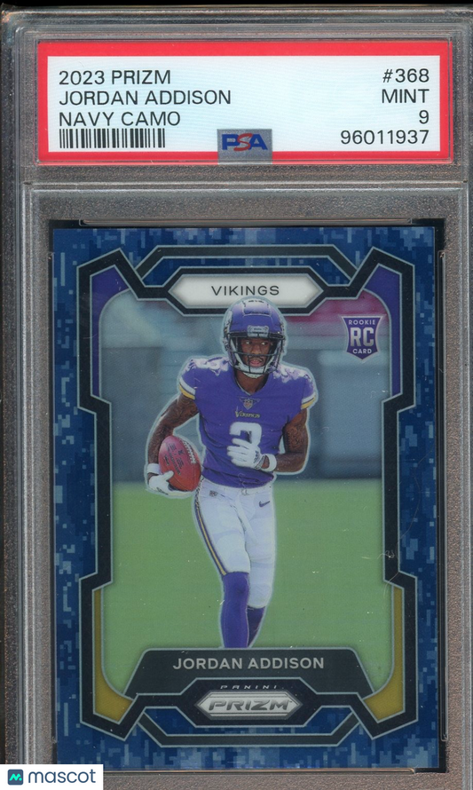 2023 Panini Prizm #368 Jordan Addison Navy Camo PSA 9 #/25