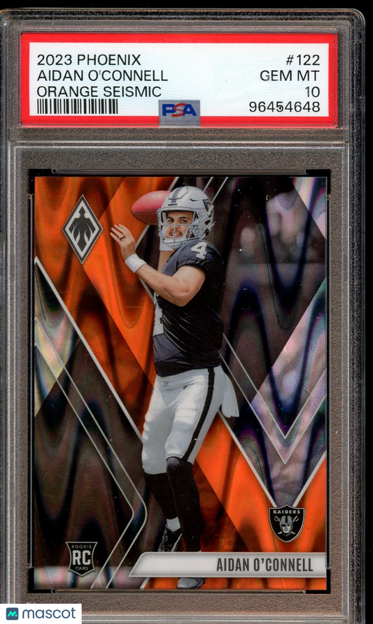 2023 Panini Phoenix #122 Aidan O'Connell Orange Seismic PSA 10 #/99
