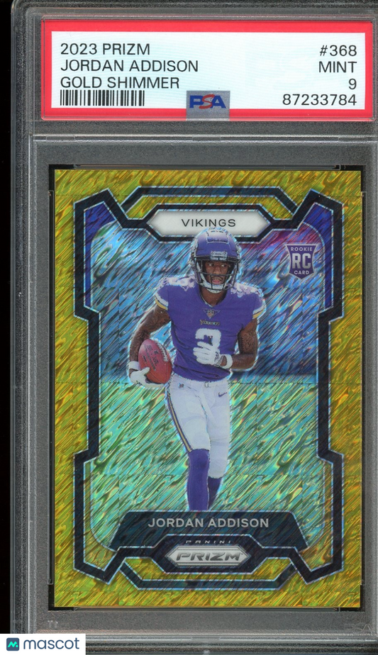 2023 Panini Prizm #368 Jordan Addison Gold Shimmer PSA 9 #/10