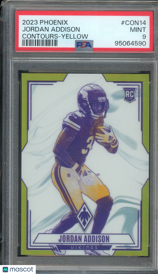 2023 Panini Phoenix #CON-14 Jordan Addison Contours Yellow PSA 9 #/75
