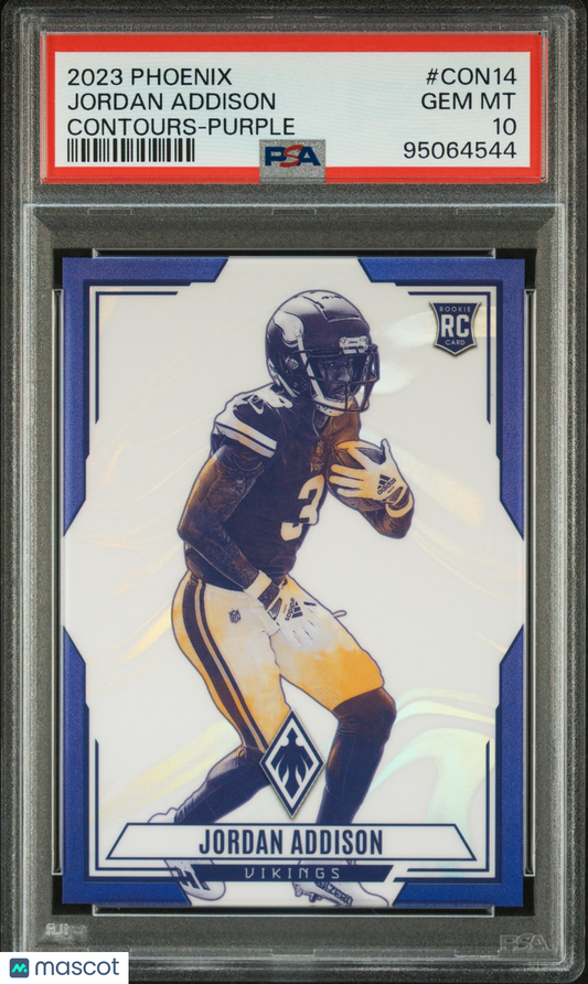 2023 Panini Phoenix Contours #CON14 Jordan Addison Contours-Purple PSA 10