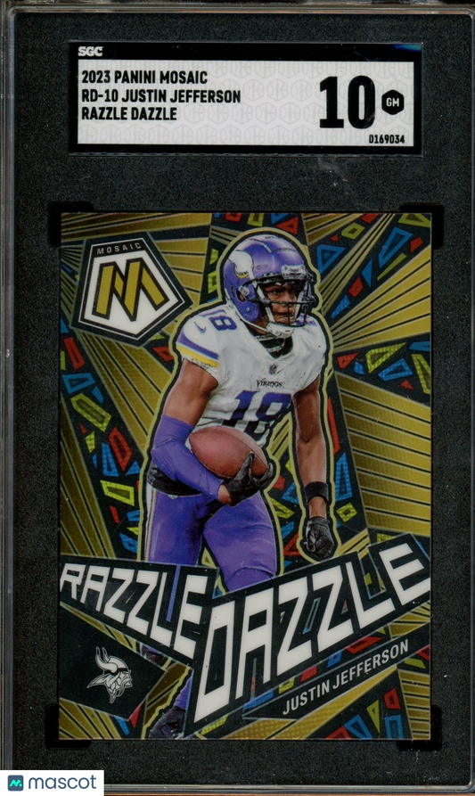 2023 Panini Mosaic #RD-10 Justin Jefferson Razzle Dazzle SGC 10