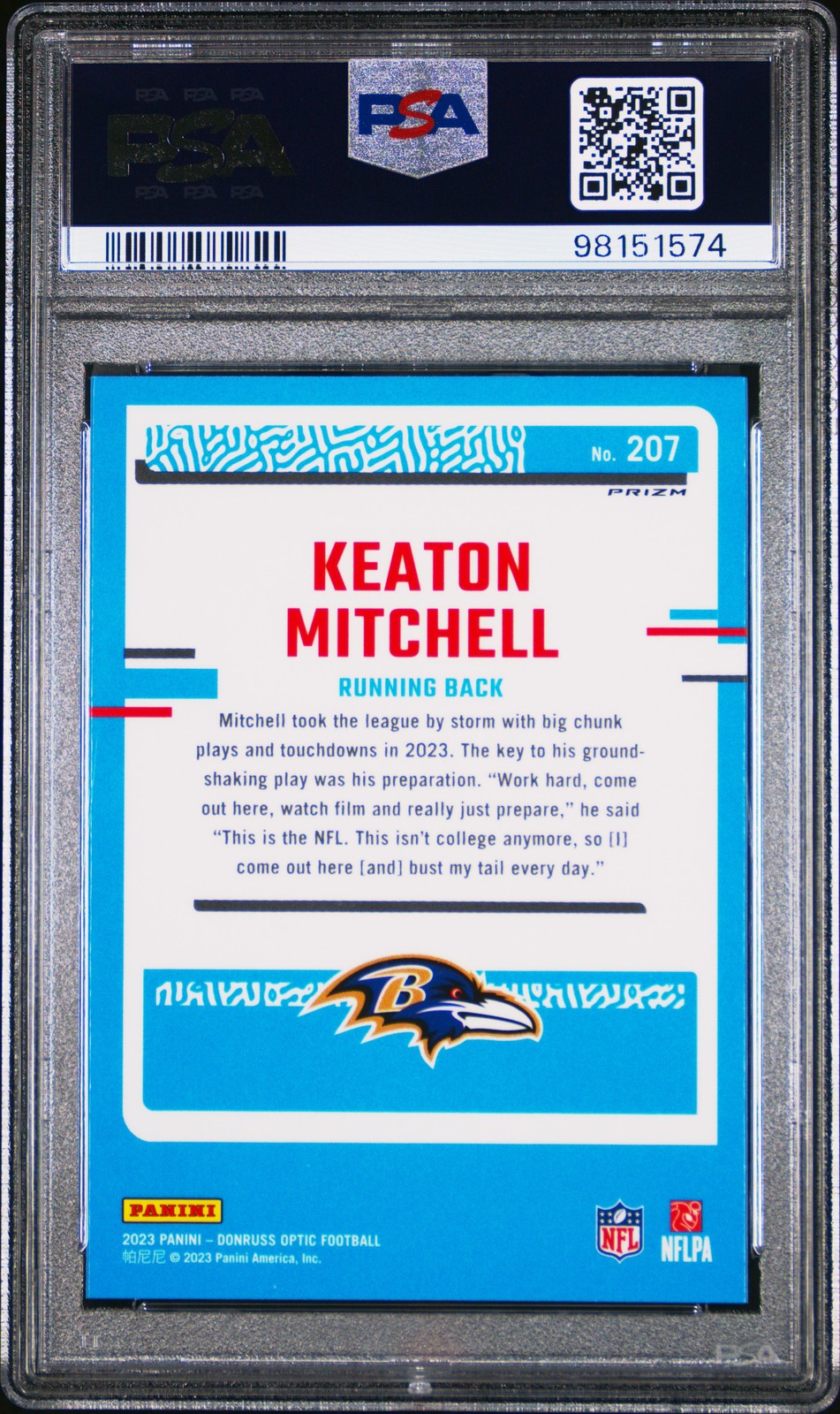 2023 Panini Donruss Optic #207 Keaton Mitchell Mojo Red PSA 10