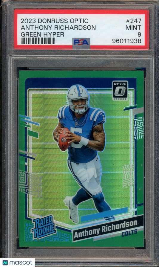 2023 Donruss Optic #247 Anthony Richardson Green Hyper PSA 9