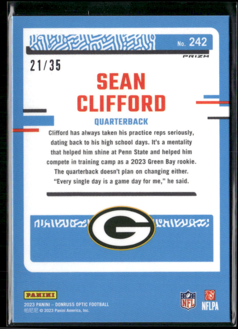 2023 Panini Donruss Optic Prizm Sean Clifford #242 Bronze Mojo 21/35