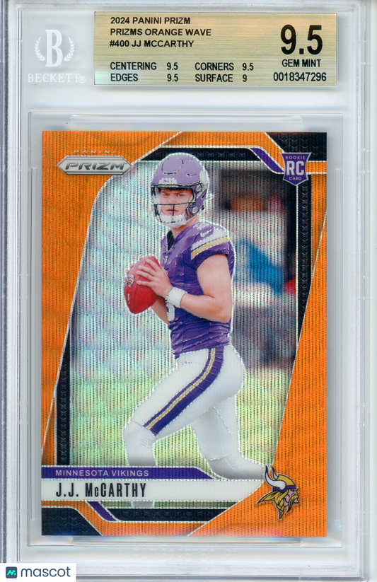2024 Panini Prizm JJ McCarthy #400 Orange Wave 13/60 BGS 9.5