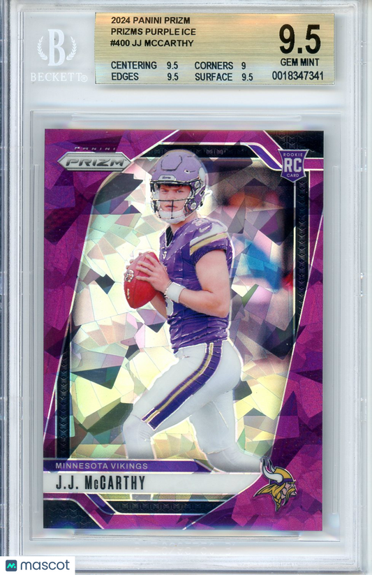 2024 Panini Prizm JJ McCarthy #400 Purple Ice 198/225 BGS 9.5