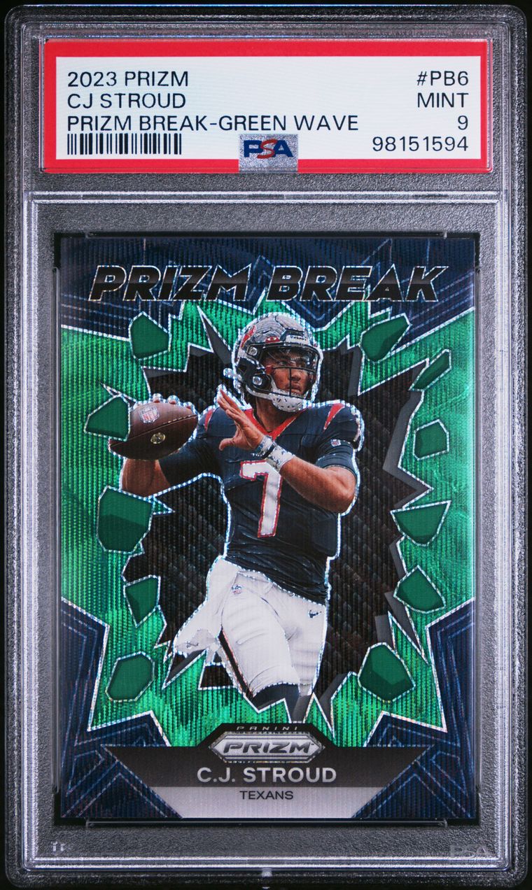 2023 DONRUSS PRIZM PRIZM BREAK PB6 CJ STROUD GREEN WAVE PSA 9