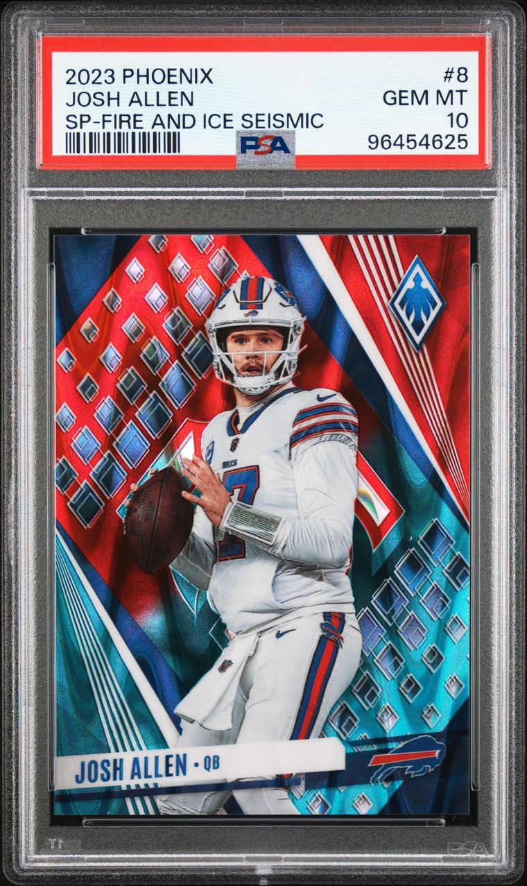 2023 PANINI PHOENIX 8 JOSH ALLEN SP-FIRE AND ICE SEISMIC PSA 10