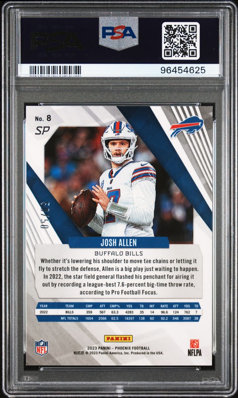 2023 PANINI PHOENIX 8 JOSH ALLEN SP-FIRE AND ICE SEISMIC PSA 10