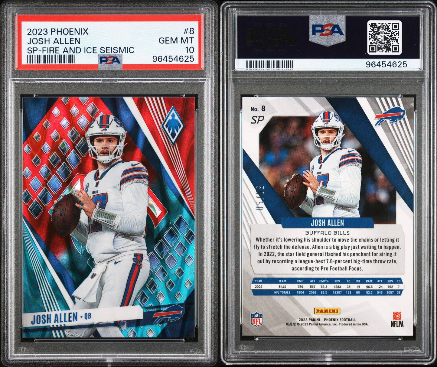 2023 PANINI PHOENIX 8 JOSH ALLEN SP-FIRE AND ICE SEISMIC PSA 10