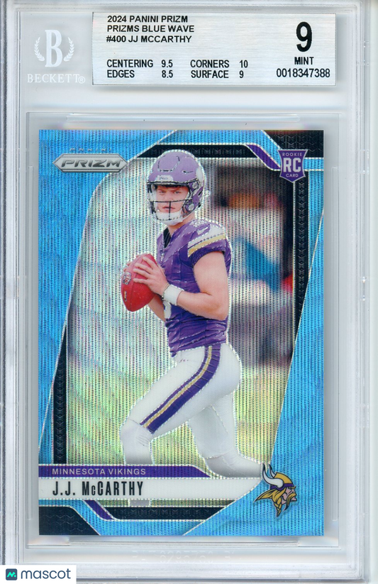 2024 Panini Prizm JJ McCarthy #400 Blue Wave 125/230 BGS 9