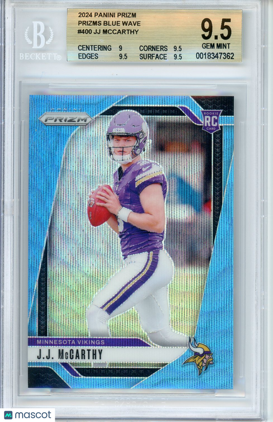 2024 Panini Prizm JJ McCarthy #400 Blue Wave 22/230 BGS 9.5