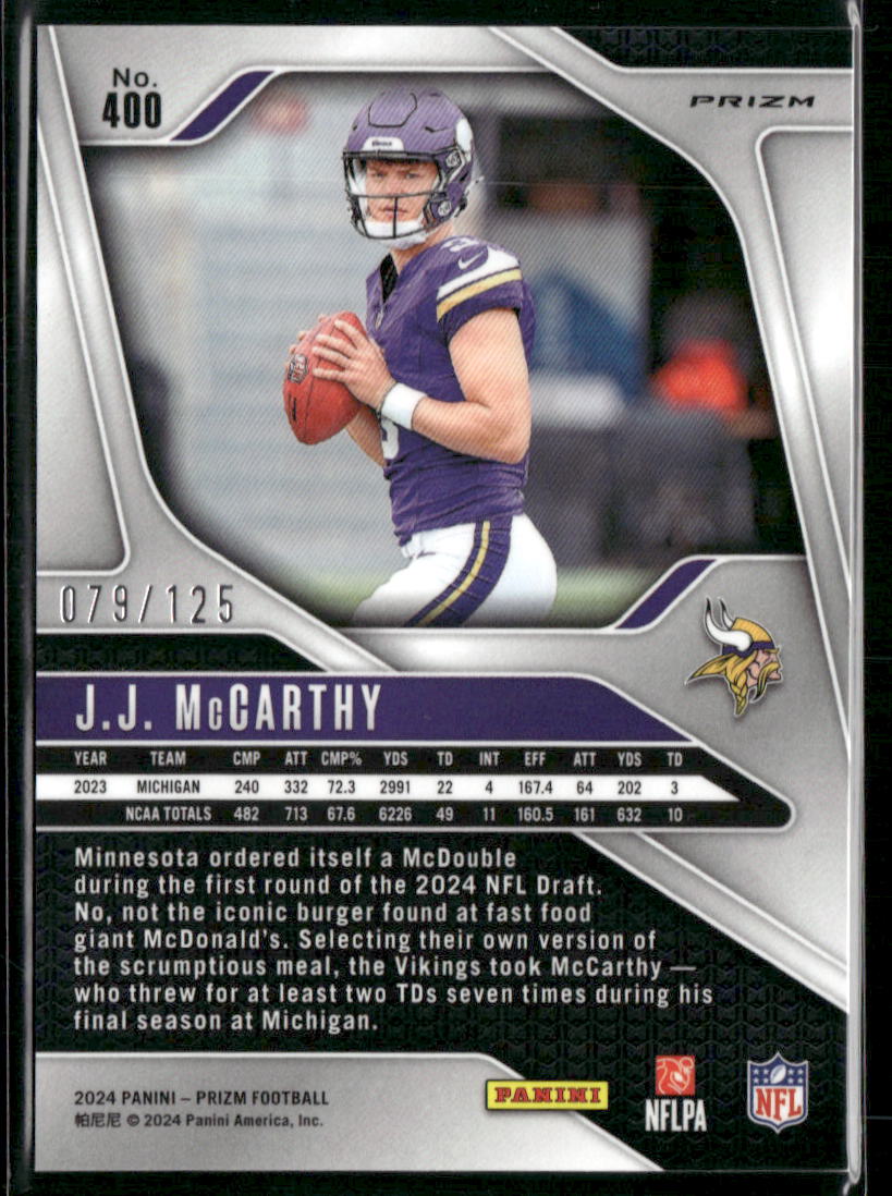 2024 Panini Prizm J.J. McCarthy #400 079/125 RC