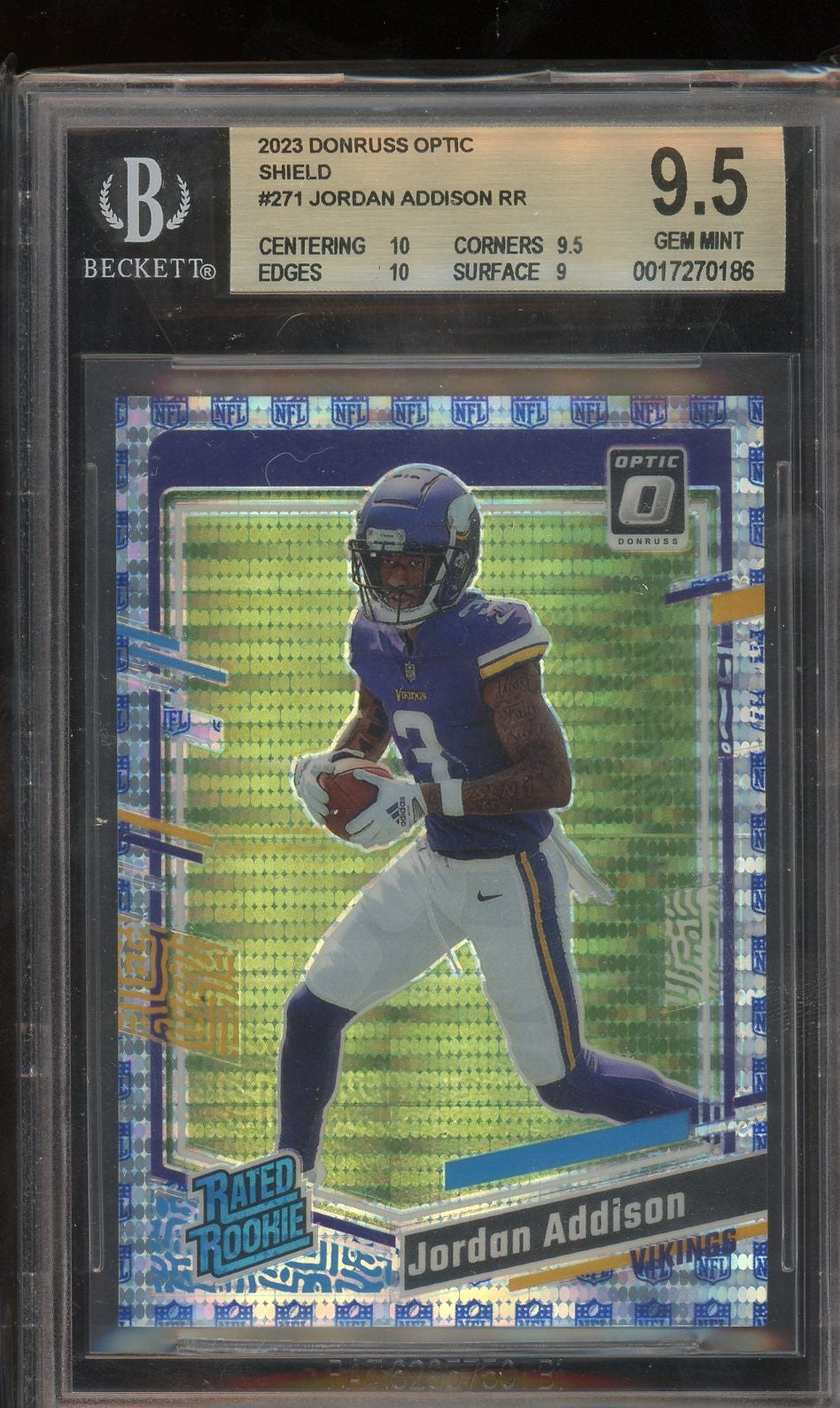 2023 Donruss Optic #271 Jordan Addison Shield #/32