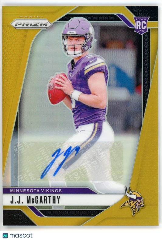 2024 Panini Prizm J.J. McCarthy #400 Gold Autograph 07/10 RC