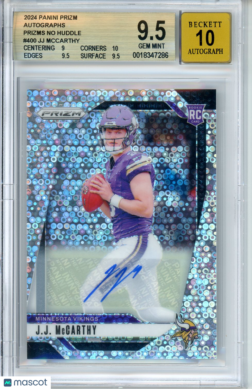2024 Panini Prizm JJ McCarthy #400 Disco Auto BGS 9.5 Auto 10