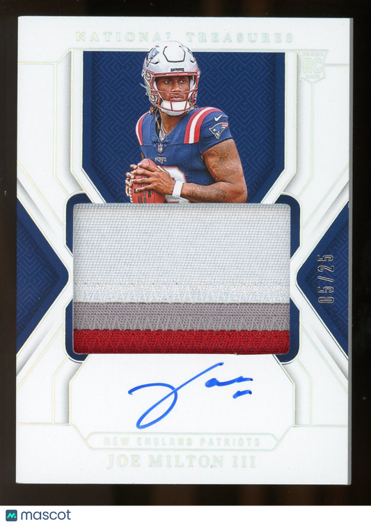 2025 Panini National Treasures RPA Joe Milton III #161 Autograph Patch 05/25 RC