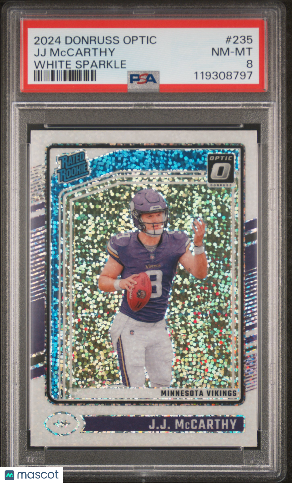 2024 Panini Donruss Optic JJ Mccarthy #235 White Sparkle PSA 8